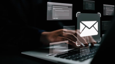 Business person checking email inbox, organizing and prioritizing messages for better productivity....