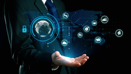 Business person explore the core of cyber security. Delve into cyber protection methods, threats,...