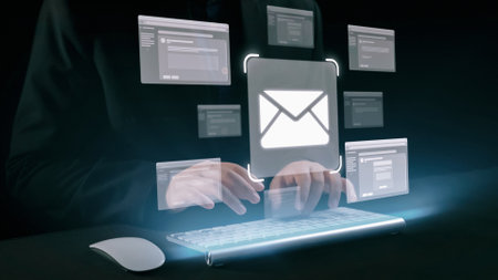 Business person checking email inbox, organizing and prioritizing messages for better productivity. Learn smart email techniques for effective communication. UUIDの写真素材
