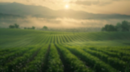 Blur background of spring nature with park or grass lawn with sun ray in summer. Landscape of grass...