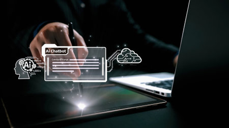 Human interact with AI artificial intelligence virtual assistant chatbot in concept of AI artificial...