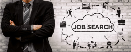 Human Resources Recruitment and People Networking Concept. Modern graphic interface showing professional employee hiring and headhunter seeking interview candidate for future manpower. udsの写真素材