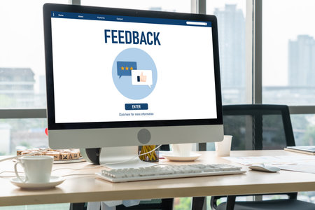 Customer feedback and review analysis by modish computer software for corporate businessの写真素材