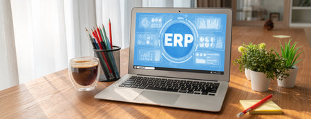 ERP enterprise resource planning software for modish business to plan the marketing strategyの写真素材
