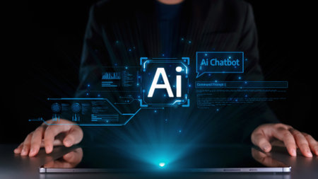 Human interact with AI artificial intelligence virtual assistant chatbot in concept of AI artificial...
