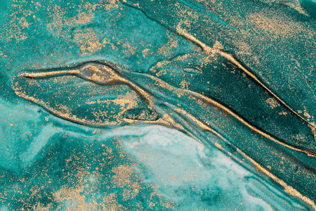 Original artwork photo of marble ink abstract art. High resolution photograph from exemplary original painting. Abstract painting was painted on HQ paper texture to create smooth marbling pattern.の写真素材