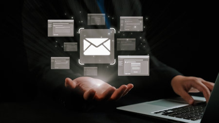 Business person checking email inbox, organizing and prioritizing messages for better productivity. Learn smart email techniques for effective communication. UUIDの写真素材