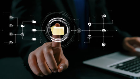 Human interact with AI artificial intelligence virtual assistant chatbot in concept of AI artificial intelligence prompt engineeringの写真素材