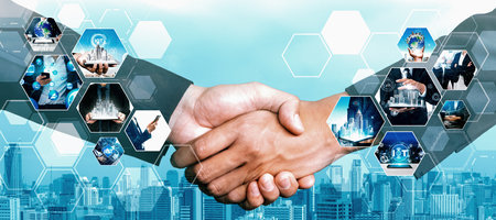 Communication technology , smart connection IOT and people network technology concept. People using...