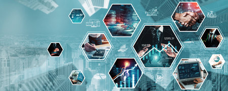 Futuristic business digital financial data technology concept for future big data analytic and...