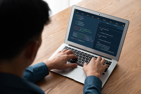 Software development programming on computer screen for modish application and program codingの写真素材
