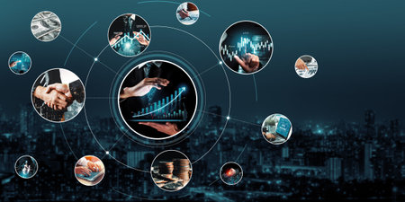 Futuristic business digital financial data technology concept for future big data analytic and...