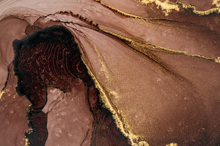 Original artwork photo of marble ink abstract art. High resolution photograph from exemplary original painting. Abstract painting was painted on HQ paper texture to create smooth marbling pattern.の写真素材