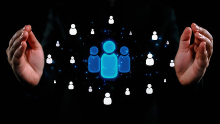 Business person engages in networking, building valuable connections. Effective people networking strategies to broaden professional network and opportunities UUIDの写真素材