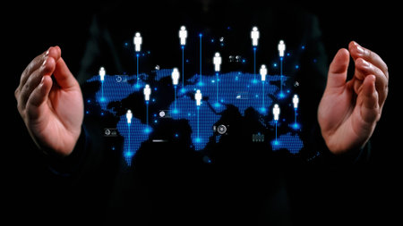 Business person engages in networking, building valuable connections. Effective people networking strategies to broaden professional network and opportunities UUIDの写真素材