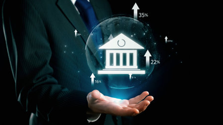 Business person transforms online banking, employing tech for innovative finance solutions. Streamlining banking and finance processes, Technology elevates online banking to new heights. UUIDの写真素材