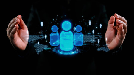 Business person engages in networking, building valuable connections. Effective people networking strategies to broaden professional network and opportunities UUIDの写真素材