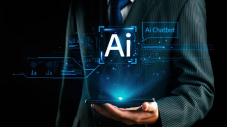 Human interact with AI artificial intelligence virtual assistant chatbot in concept of AI artificial...