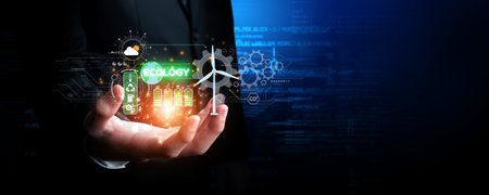 Business person implements green strategies, promoting sustainable growth. Discover how businesses...
