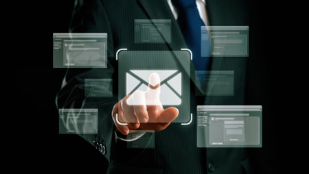 Business person checking email inbox, organizing and prioritizing messages for better productivity. Learn smart email techniques for effective communication. UUIDの写真素材