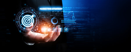 Business person analyzes data to identify customer target groups, refining marketing strategies. Tailoring messages to meet the specific needs of each target group. EIDEの写真素材