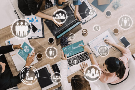 Teamwork and Business Human Resources - Group of business people working together as successful team building strength and unity for organization. Partnership, agreement and teamwork concept. udsの写真素材