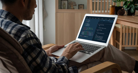 Software development programming on computer screen for modish application and program codingの写真素材