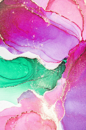 Original artwork photo of marble ink abstract art. High resolution photograph from exemplary original painting. Abstract painting was painted on HQ paper texture to create smooth marbling pattern.の写真素材