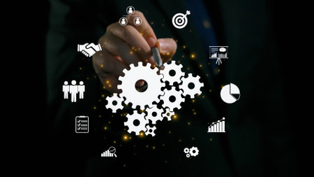 Business person fosters teamwork and collaboration, enhancing team function and productivity....