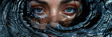 Discover a mesmerizing liquid flora concept featuring captivating eyes surrounded by water. This...