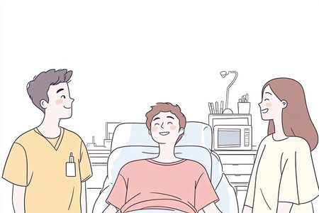 A medical team conducts a routine ultrasound service. The atmosphere is friendly and supportive, enhancing patient comfort and trust during the examination.の写真素材