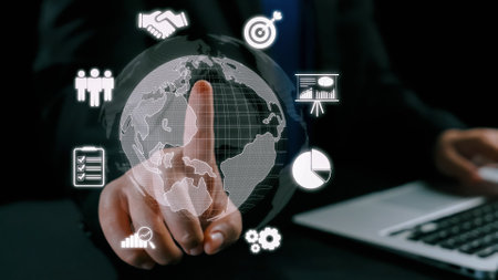 Business person master global marketing and finance with insights. Navigate the complexities of global markets, enhancing strategies and marketing reach. Success in global finance and marketing UUIDの写真素材