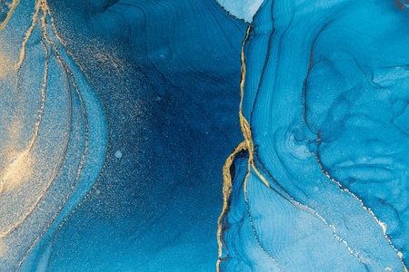 Original artwork photo of marble ink abstract art. High resolution photograph from exemplary original painting. Abstract painting was painted on HQ paper texture to create smooth marbling pattern.の写真素材
