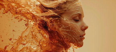 A striking portrayal of liquid movement, blending beauty and nature, demonstrating height and flow with an artistic touch. Perfect for creative projects.の写真素材