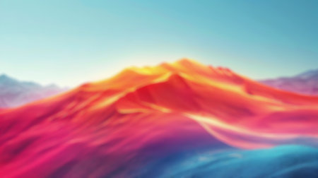 Blur background of mountain landscape in shades of red, blue, and purple, stylized digital art. Abstract nature and creativity concept. Design for modern art prints, graphic backgrounds. Spate.の写真素材