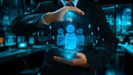 Business person engages in networking, building valuable connections. Effective people networking strategies to broaden professional network and opportunities UUIDの写真素材