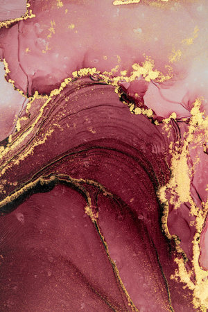 Original artwork photo of marble ink abstract art. High resolution photograph from exemplary original painting. Abstract painting was painted on HQ paper texture to create smooth marbling pattern.の写真素材