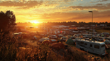 Relaxing Sunset Over Le Mans Village Campgroundの写真素材