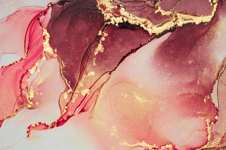 Original artwork photo of marble ink abstract art. High resolution photograph from exemplary original painting. Abstract painting was painted on HQ paper texture to create smooth marbling pattern.の写真素材