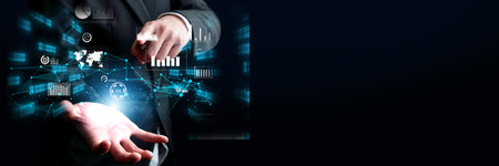 Business person delve into data analytics to uncover trends and insights from predictive big data models to real-time analysis, learn how data driven decisions propel analytic industries forward Faasの写真素材