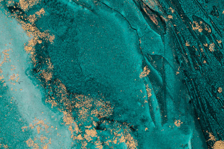 Original artwork photo of marble ink abstract art. High resolution photograph from exemplary original painting. Abstract painting was painted on HQ paper texture to create smooth marbling pattern.の写真素材