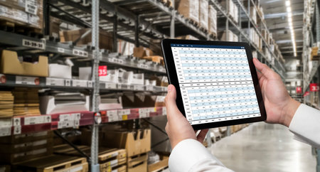 Accounting software on computer screen showing financial statement spreadsheets and account balance of corporate business offer accountant a fine calculation accounting snuglyの写真素材