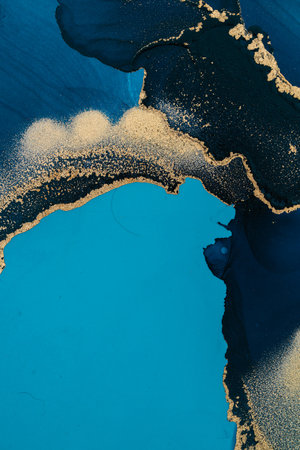 Original artwork photo of marble ink abstract art. High resolution photograph from exemplary original painting. Abstract painting was painted on HQ paper texture to create smooth marbling pattern.の写真素材