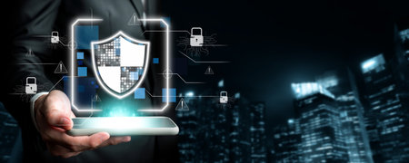 Business person explore the core of cyber security. Delve into cyber protection methods, threats,...