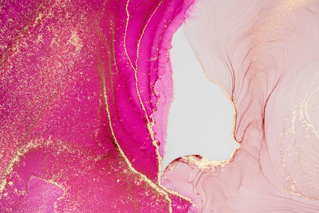 Original artwork photo of marble ink abstract art. High resolution photograph from exemplary original painting. Abstract painting was painted on HQ paper texture to create smooth marbling pattern.の写真素材