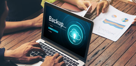 Backup Storage Data Internet Technology Business concept. Database storage cloud technology file...