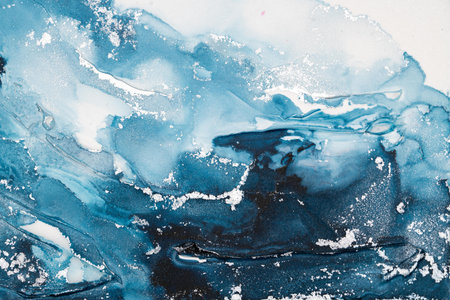Original artwork photo of marble ink abstract art. High resolution photograph from exemplary original painting. Abstract painting was painted on paper texture to create smooth marbling pattern.の写真素材