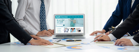 Health insurance web site registration system for easy form fillingの写真素材