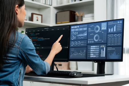 Business data dashboard provide business intelligence analytic for marketing strategy planning with data analysis to understand trends and insightsの写真素材