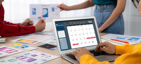 Calendar on computer software application for brisk schedule planning for personal organizer and...